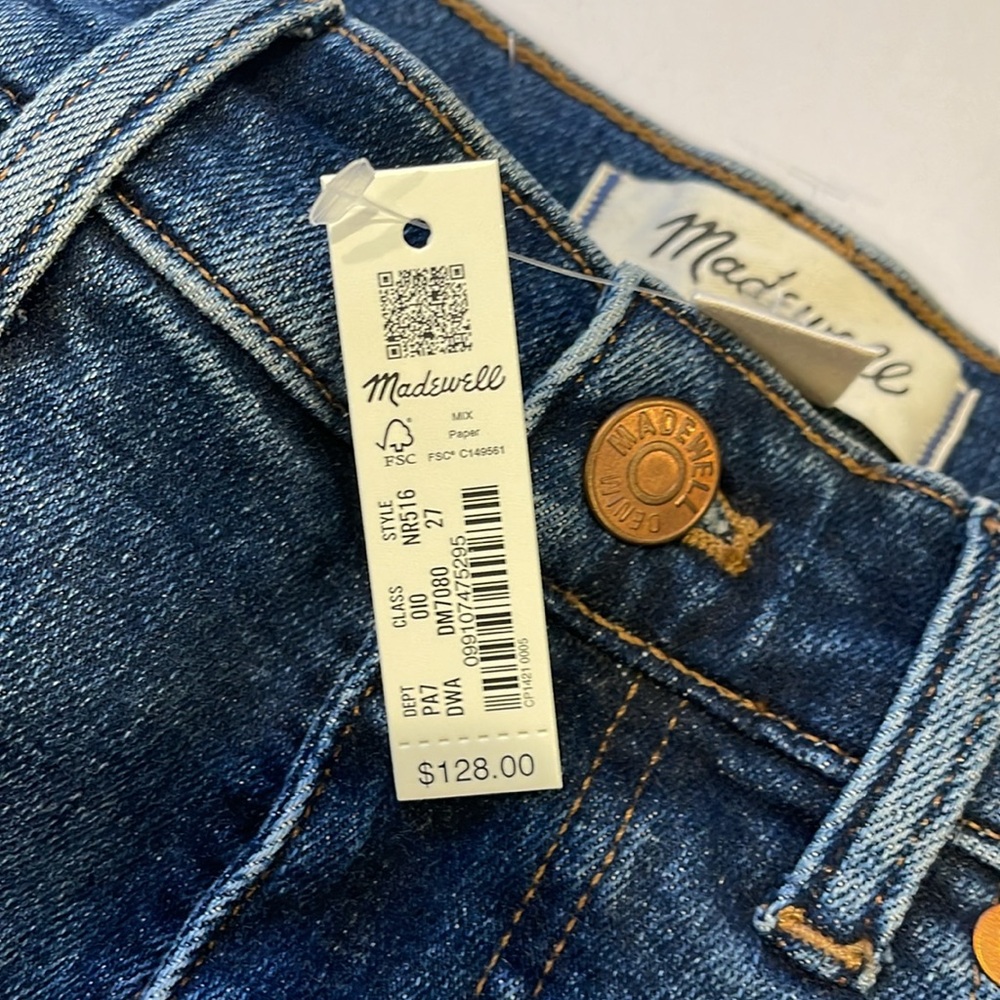 “Madewell Dark Wash Stovepipe Slim Jeans | Women’s 27 | NWT Midrise inseam 31" - Picture 10 of 17